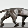 Art Deco bronze sculpture of two panthers