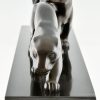 Art Deco bronze sculpture of two panthers