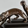 Art Deco bronze sculpture of two panthers.