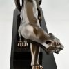 Art Deco bronze sculpture of two panthers.