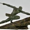 Sculpture en bronze Art Déco Athlète avec une lance