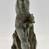 Art Deco Bronze Skulptur Athlet mit Speer