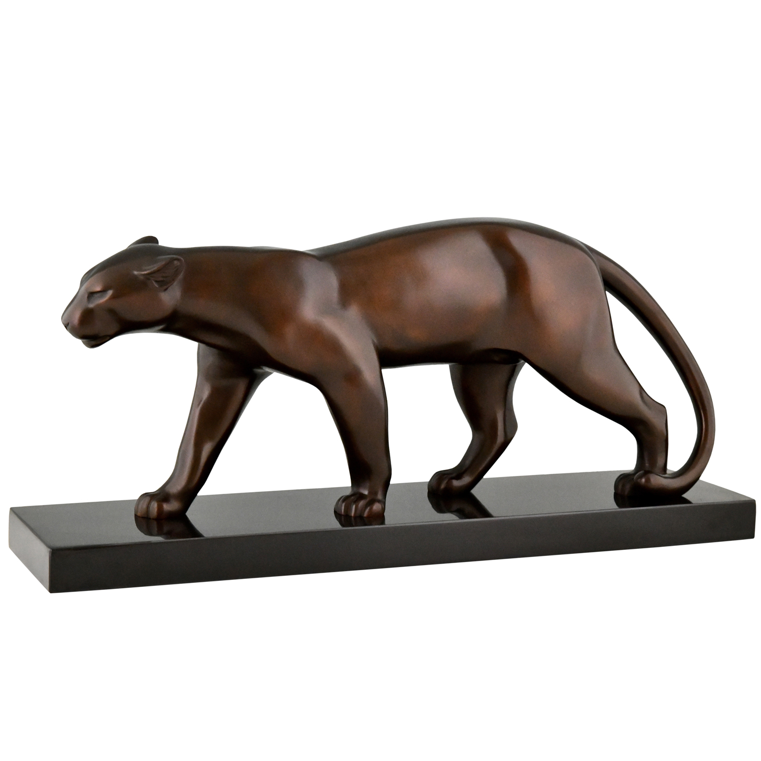 Art Deco bronzen panter sculptuur.