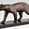 Art Deco bronzen panter sculptuur.