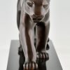 Art Deco bronzen panter sculptuur.