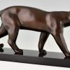 Art Deco bronzen panter sculptuur.