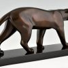 Art Deco bronzen panter sculptuur.