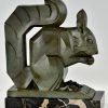 Art Deco squirrel bookends, largest size