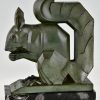 Art Deco squirrel bookends, largest size