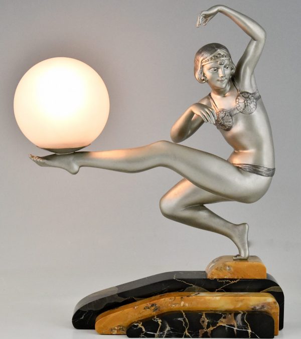 Art Deco lamp sculpture dancer with ball.