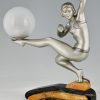 Art Deco Lampe Skulptur Tänzerin mit Kugel