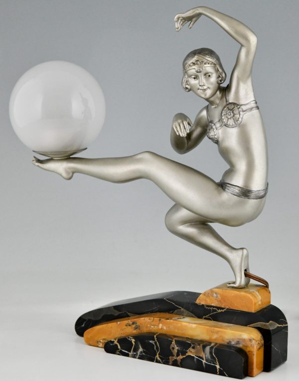 Art Deco lamp sculpture dancer with ball.