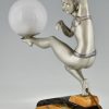 Art Deco Lampe Skulptur Tänzerin mit Kugel