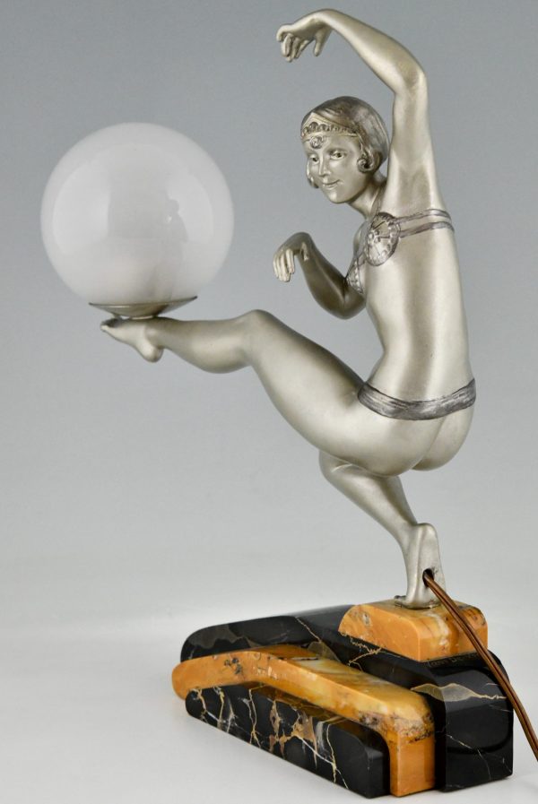 Art Deco lamp sculpture dancer with ball.