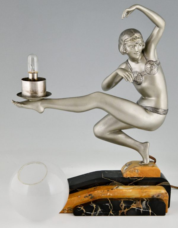 Art Deco lamp sculpture dancer with ball.