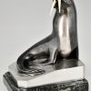 Art Deco Buchstützen versilberte Bronze Walross