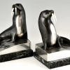 Art Deco silvered bronze walrus bookends.