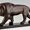 Art Deco style sculpture of a walking lion.