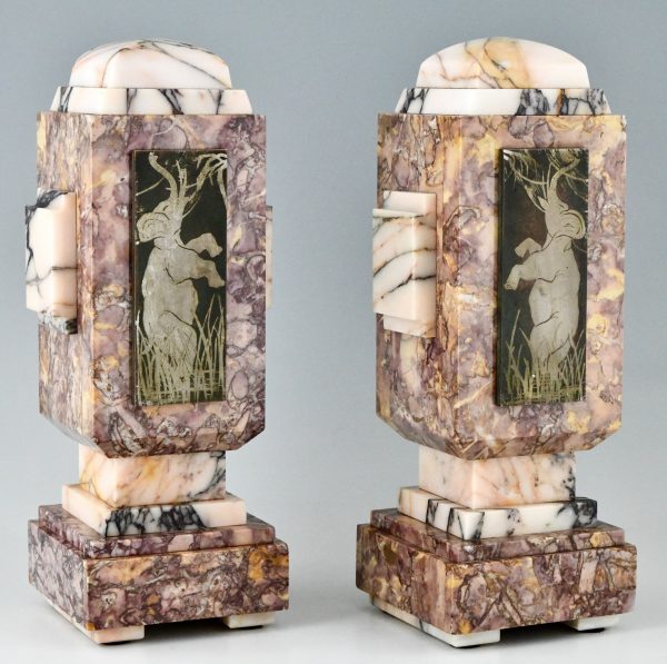 Art Deco cassoulet vases with elephants