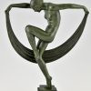 Art Deco sculpture nude scarf dancer, Folie.