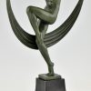 Art Deco Skulptur Frauenakt Schleier Tänzerin, Folie.