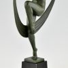 Art Deco sculptuur dansend naakt met sluier, Folie.