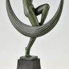 Art Deco sculptuur dansend naakt met sluier, Folie.