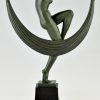 Art Deco sculptuur dansend naakt met sluier, Folie.