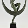 Art Deco sculpture nude scarf dancer, Folie.