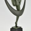 Art Deco sculptuur dansend naakt met sluier, Folie.