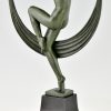 Art Deco sculptuur dansend naakt met sluier, Folie.