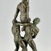 Art Deco sculpture of 3 athletes with palm leaf