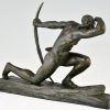 Sculpture en bronze Art Deco homme à l’arc