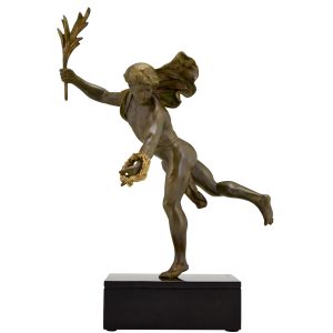 Picault sculpture man with laurel Art Deco - 1