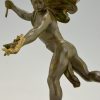 Antique sculpture of a man with laurel branch.