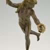 Antique sculpture of a man with laurel branch.