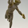 Antique sculpture of a man with laurel branch.