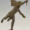 Antique sculpture of a man with laurel branch.
