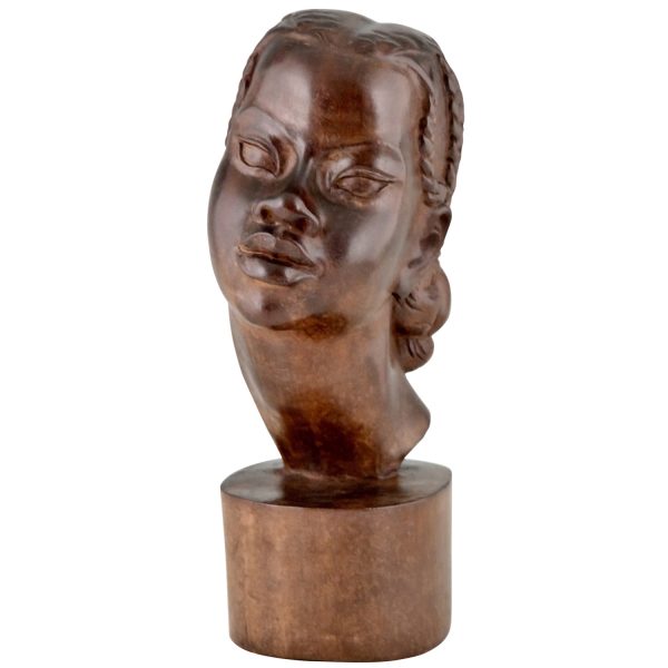 Mid century hand carved wooden sculpture African beauty