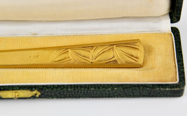 Art Deco gilt bronze letter opener with leaves