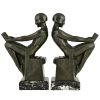 Art Deco bookends with reading nudes Delassement