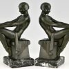 Art Deco bookends with reading nudes Delassement