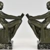 Art Deco bookends with reading nudes Delassement