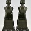 Art Deco bookends with reading nudes Delassement