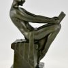 Art Deco bookends with reading nudes Delassement