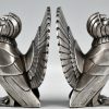 Art Deco silvered bronze dove bookends.