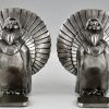 Art Deco silvered bronze dove bookends.