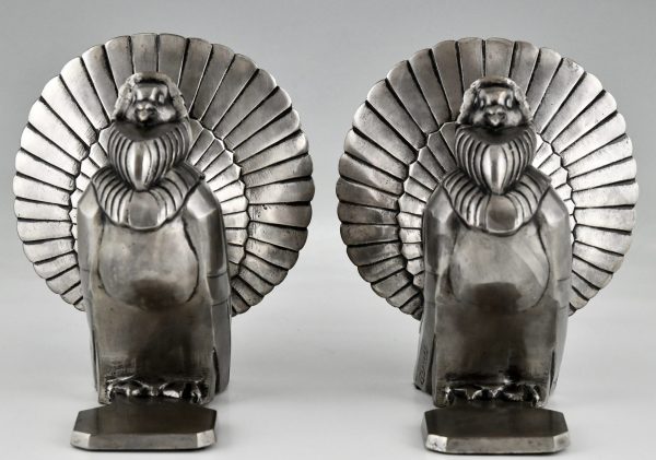 Art Deco silvered bronze dove bookends.