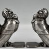 Art Deco silvered bronze dove bookends.