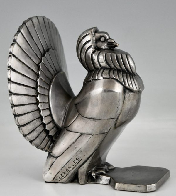 Art Deco silvered bronze dove bookends.